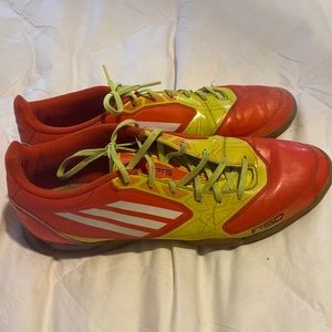 Adidas F-50 and indoor/turf soccer shoes. Orange and yellow. Size Mens 11.